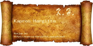 Kapros Hargitta névjegykártya